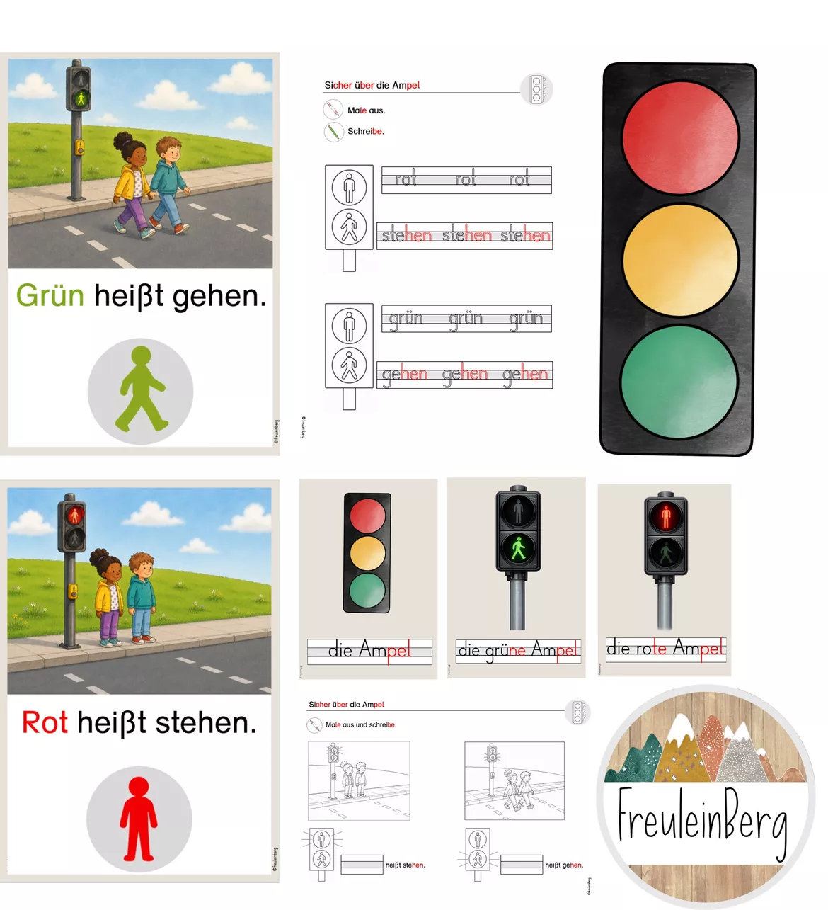 Bild in der Beschreibung des Unterrichtsmaterials Verkehrserziehung 6. Stunde: Ampel überqueren von FreuleinBerg #1