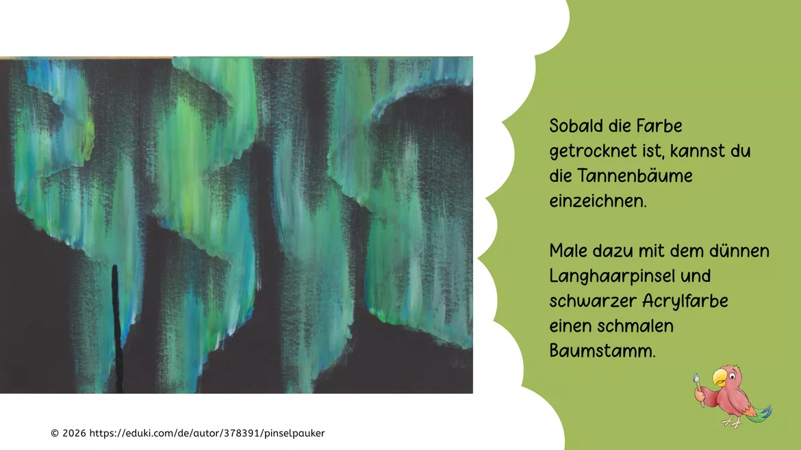 Bild in der Beschreibung des Unterrichtsmaterials Kunst Winter, Nordlichter malen, Grundschule von Pinselpauker #2