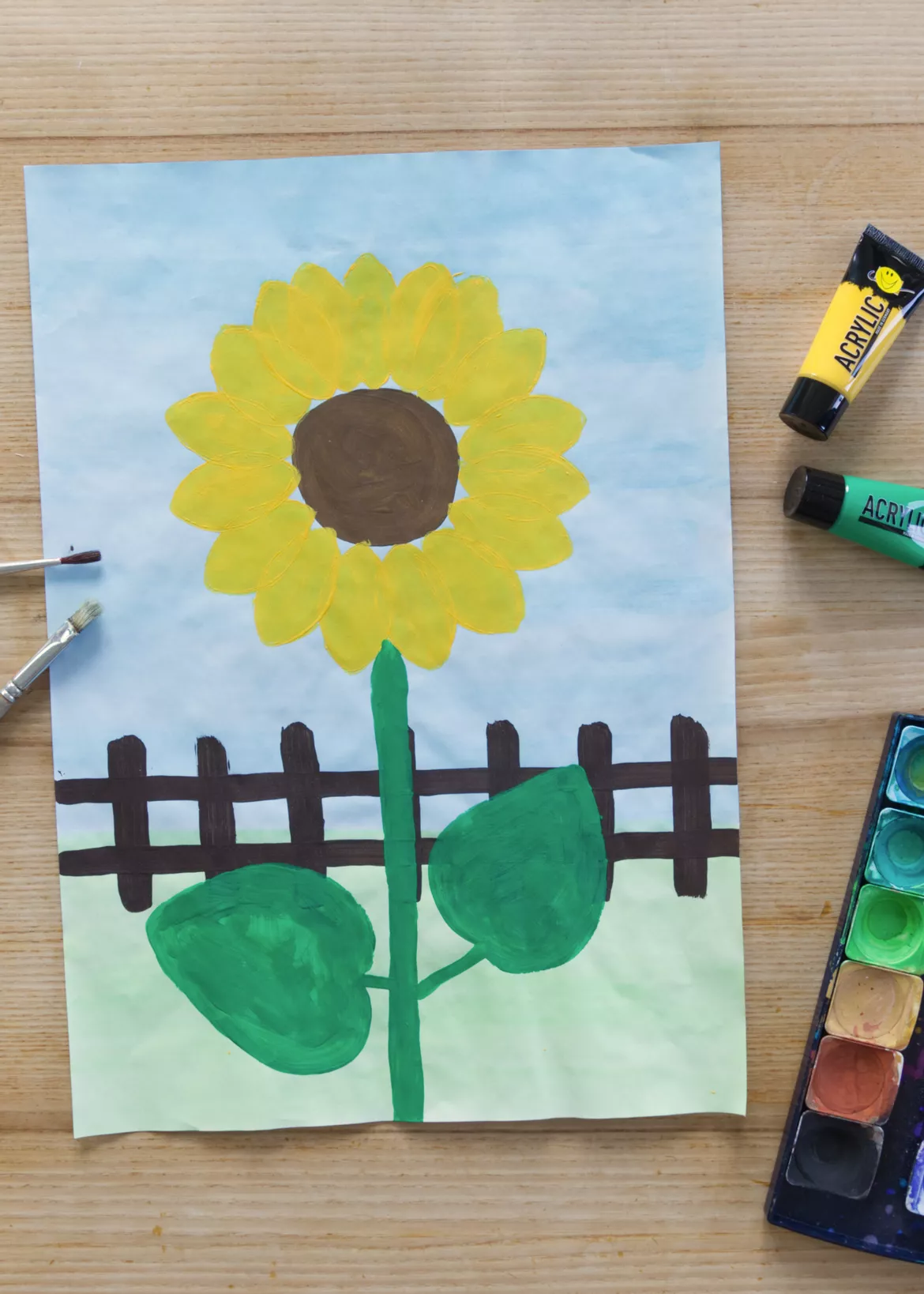 Bild in der Beschreibung des Unterrichtsmaterials Kunst Sommer, Sonnenblumen malen und drucken, Grundschule von Pinselpauker #1