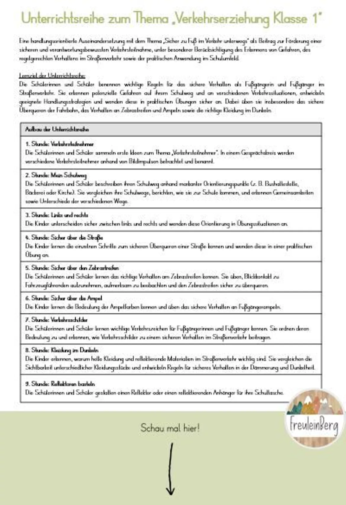 Bild in der Beschreibung des Unterrichtsmaterials Verkehrserziehung Unterrichtsreihe Klasse 1 von FreuleinBerg #1