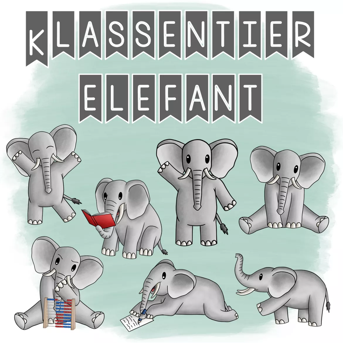 Bild in der Beschreibung des Unterrichtsmaterials Elefantenklasse Materialpaket – Klassenzimmer Deko Grundschule Klasse 1 | Klassentier Elefant | Classroom Management | Organisation & Einschulung von kunterbunter_Grundschulkram #1