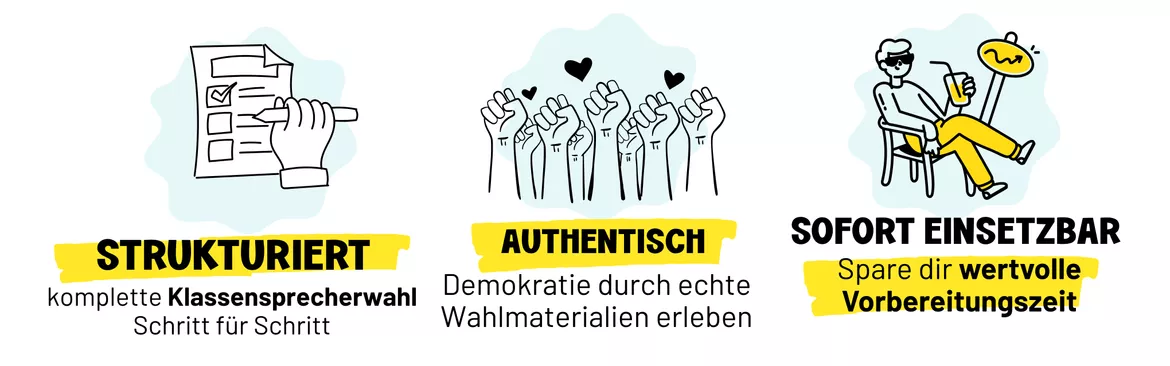 Bild in der Beschreibung des Unterrichtsmaterials Klassensprecherwahl | Unterrichtseinheit Demokratie | Materialpaket Klasse 5–7 von ms.doubtfire #1