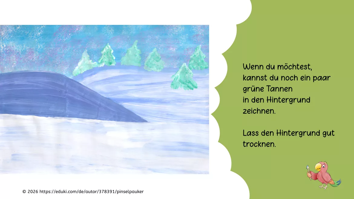 Bild in der Beschreibung des Unterrichtsmaterials Kunst Winter, Ein Winterlandschaft, warme und kalte Farben von Pinselpauker #2