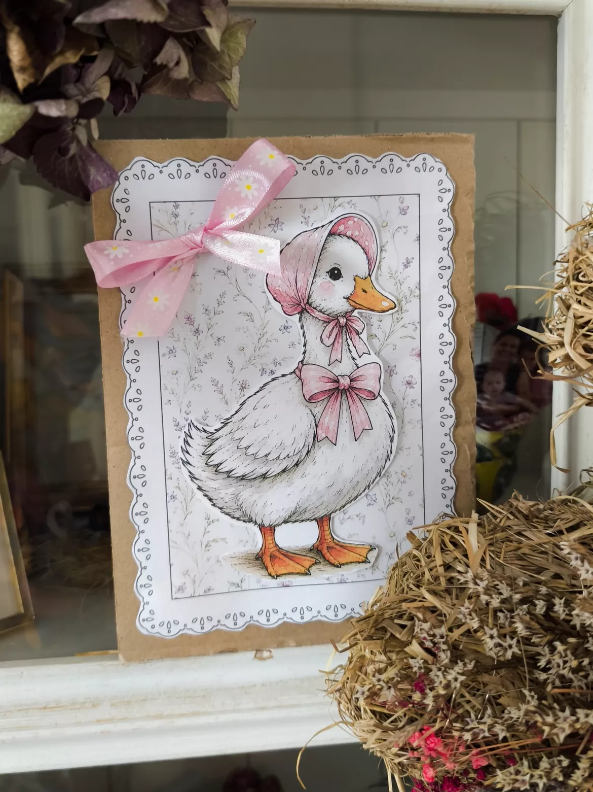 Bild in der Beschreibung des Unterrichtsmaterials Wimpel und Karten "Gans im Landhausstil" basteln Kunst Klasse 1-13 Bastelvorlage Sommer Herbst Weihnachten von Wolkenland.Graphics #1
