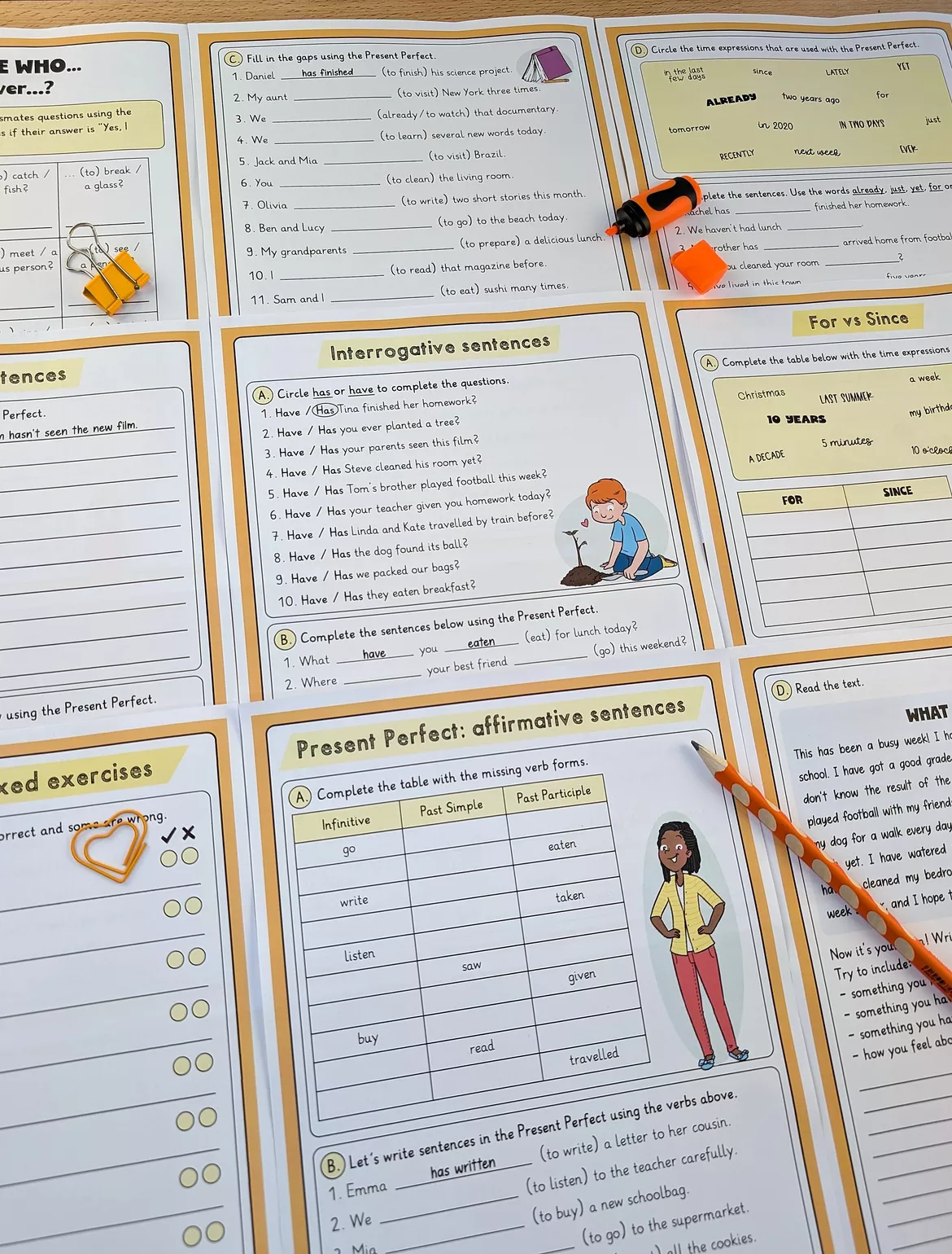 Bild in der Beschreibung des Unterrichtsmaterials Present Perfect Arbeitsblätter – Englisch Grammatik für Klasse 6–7 von Brighter Day Classroom #1
