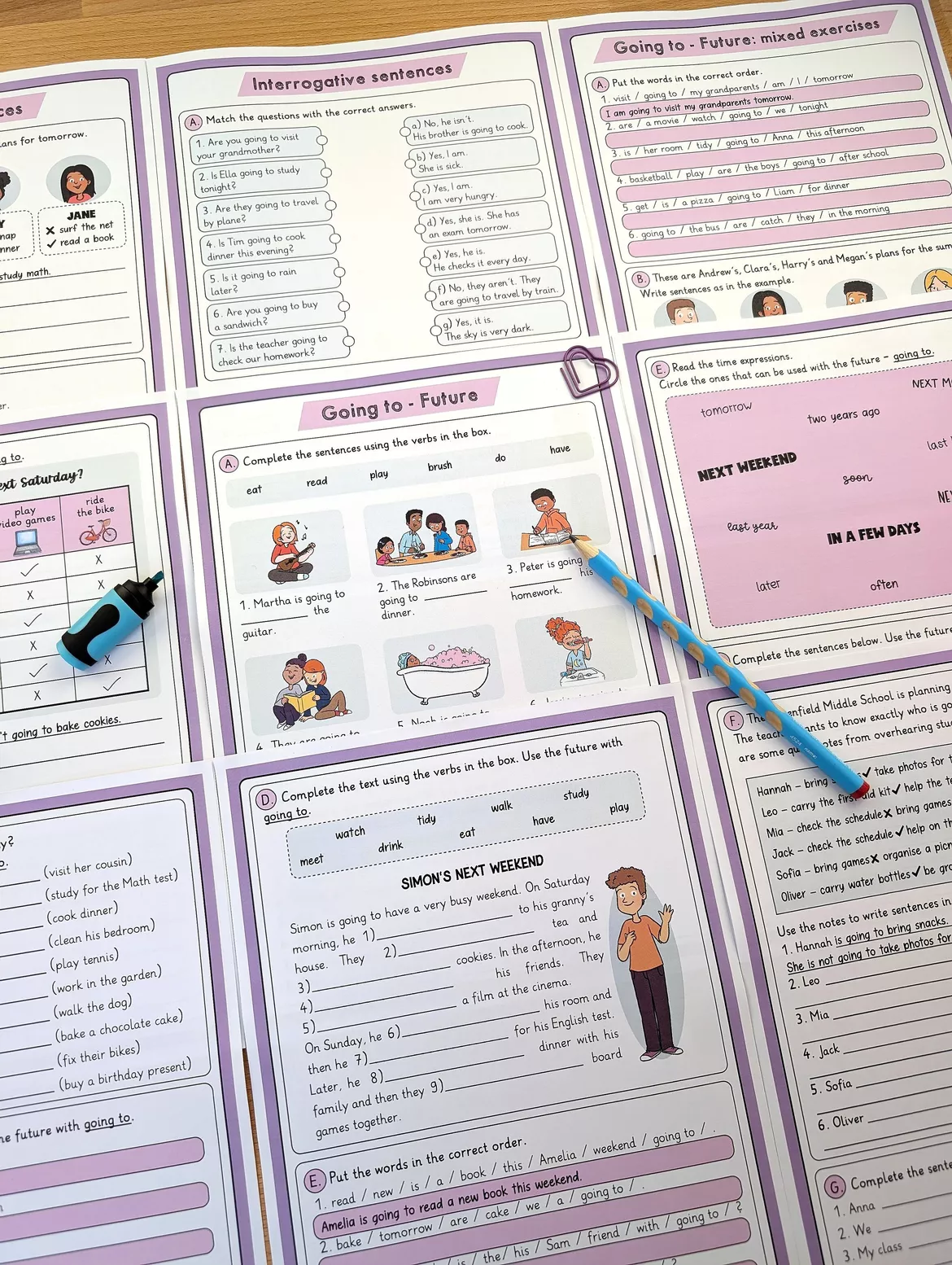 Bild in der Beschreibung des Unterrichtsmaterials Going to – Future Arbeitsblätter Mega-Paket | 12 Seiten (Englisch) von Brighter Day Classroom #1