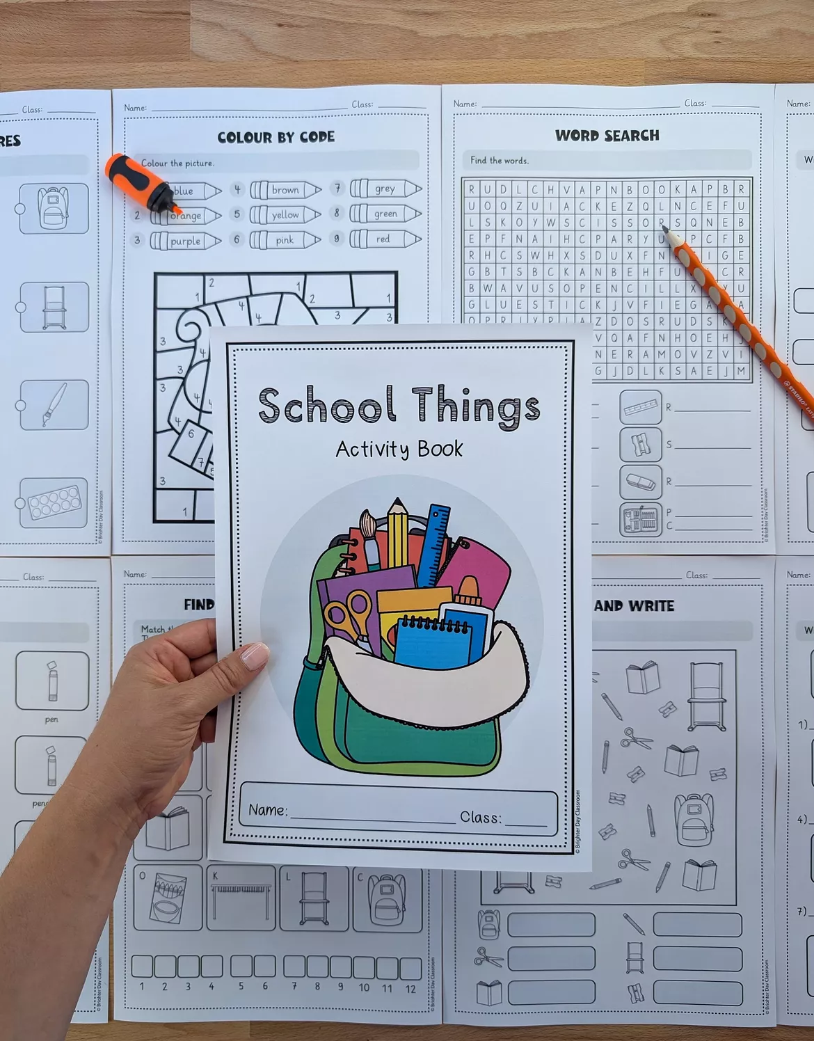 Bild in der Beschreibung des Unterrichtsmaterials School Things Activity Book Engels – Gedifferentieerd (groep 5/6) von Brighter Day Classroom #1