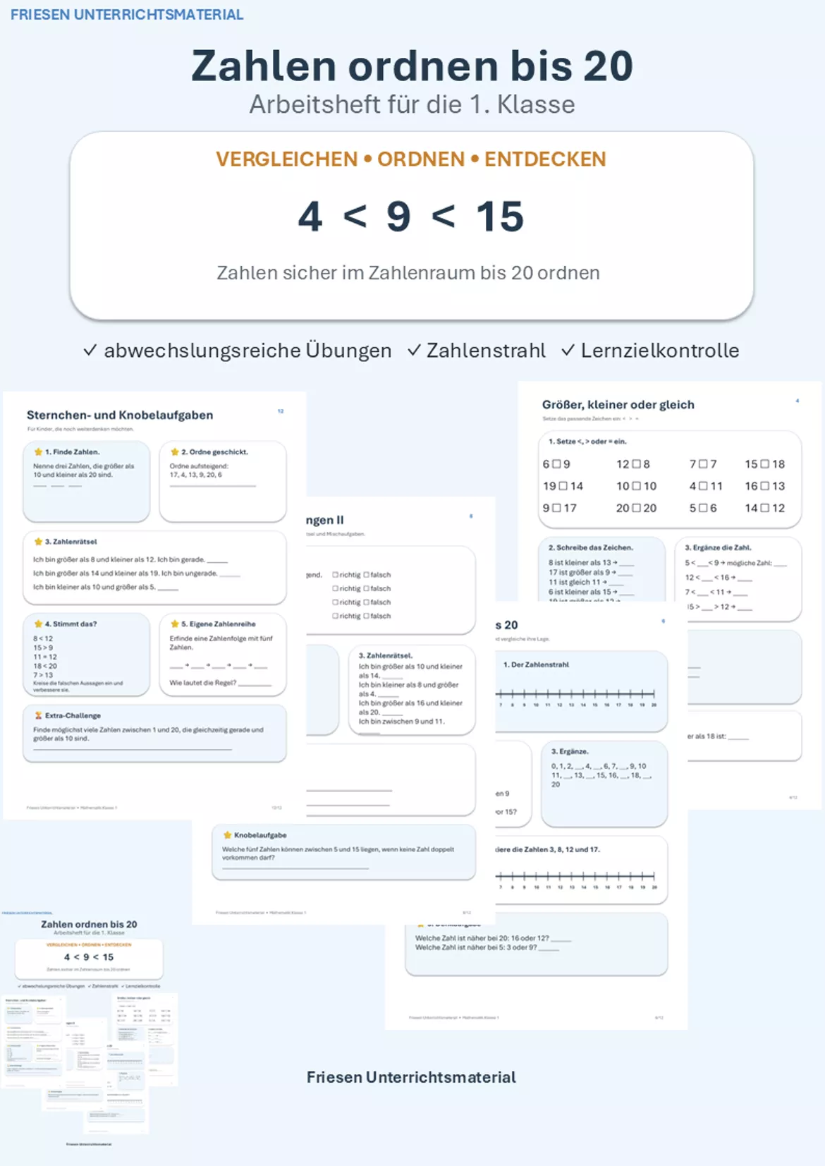 Bild in der Beschreibung des Unterrichtsmaterials Zahlen ordnen bis 20 Arbeitsheft von Friesenmaterial #1