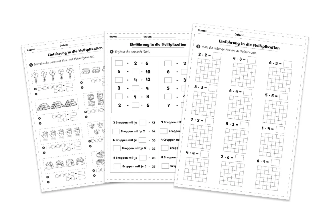 Bild in der Beschreibung des Unterrichtsmaterials Einführung in die Multiplikation - Kleines Einmaleins Mathe Klasse 2 & 3 von TeachingRocket #1