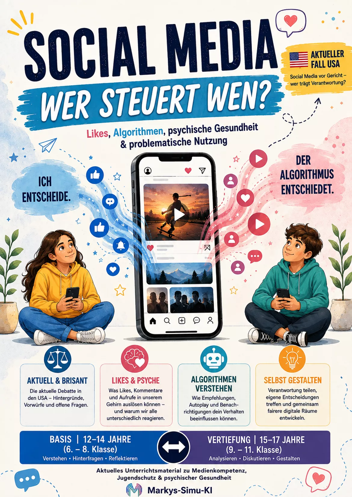 Bild in der Beschreibung des Unterrichtsmaterials Social Media - Wer steuert wen? Aktueller Fall in den USA FREEBIE Jg. 6-11 von Markys-Simu-KI #1