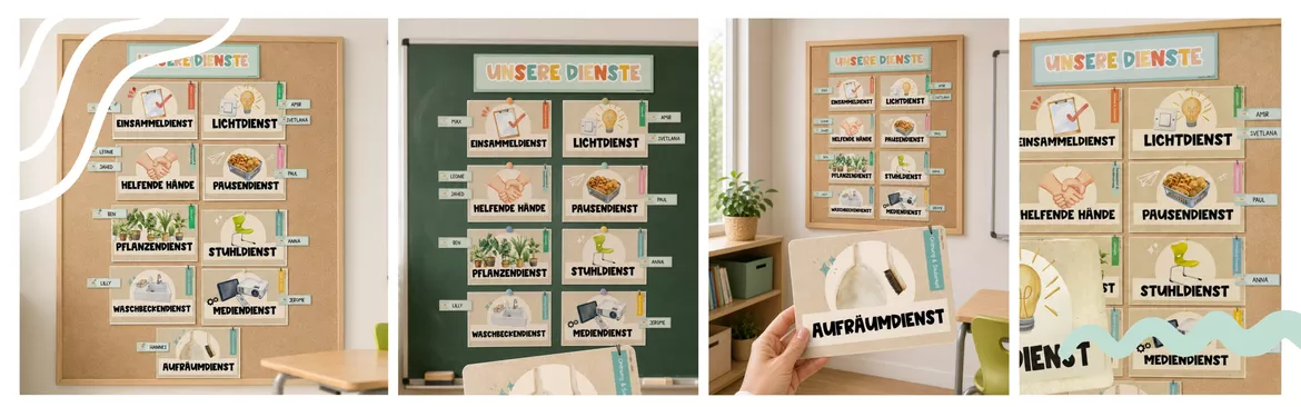 Bild in der Beschreibung des Unterrichtsmaterials Klassendienste | 52 Schilder + JPG-Vorlage | Classroom Management von ms.doubtfire #1