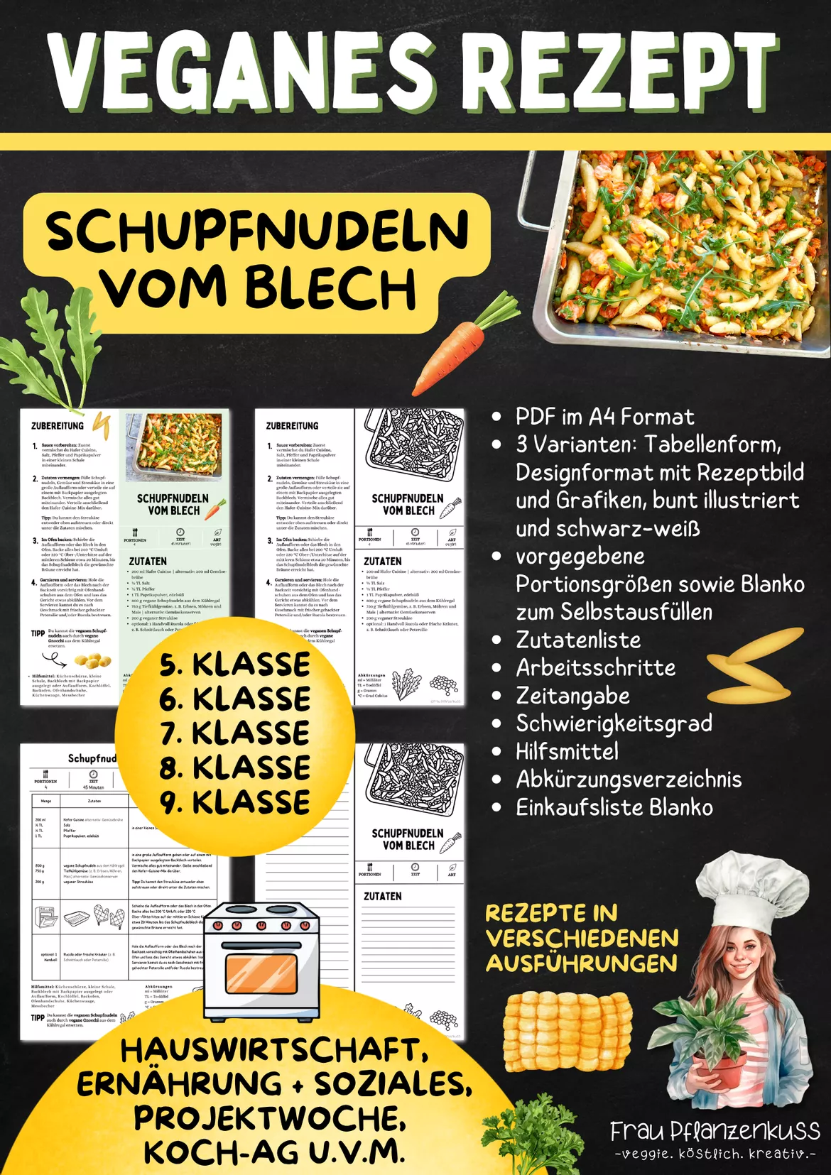 Bild in der Beschreibung des Unterrichtsmaterials Rezept: Veganes Schupfnudelblech | Hauswirtschaft & Ernährung | Klasse 5–9 von Frau Pflanzenkuss #3