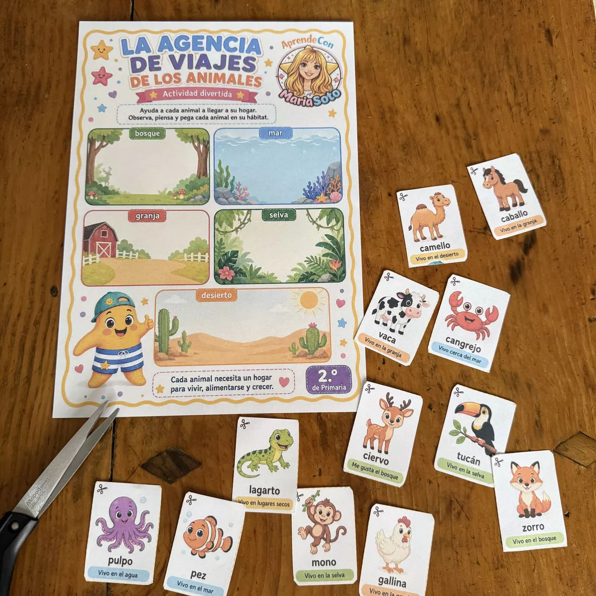 Bild in der Beschreibung des Unterrichtsmaterials Los animales 2.º Primaria Tema completo + actividades, recortables, juego y evaluación von Aprende con MariaSoto #2
