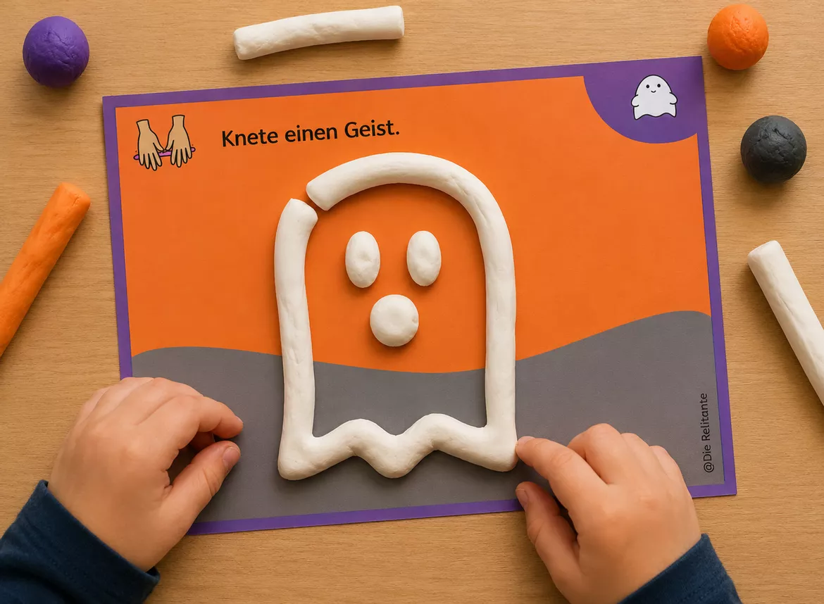 Bild in der Beschreibung des Unterrichtsmaterials Halloween kneten – Knetkartei zur Feinmotorik für Kindergarten, Vorschule, Grundschule & Förderschule von DieRelitante #1