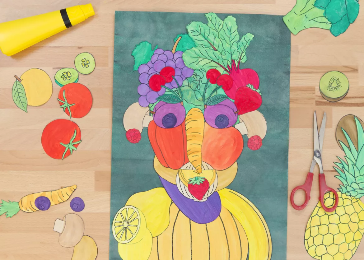 Bild in der Beschreibung des Unterrichtsmaterials Kunst Arcimboldo, Gesichter gestalten, Grundschule von Pinselpauker #1