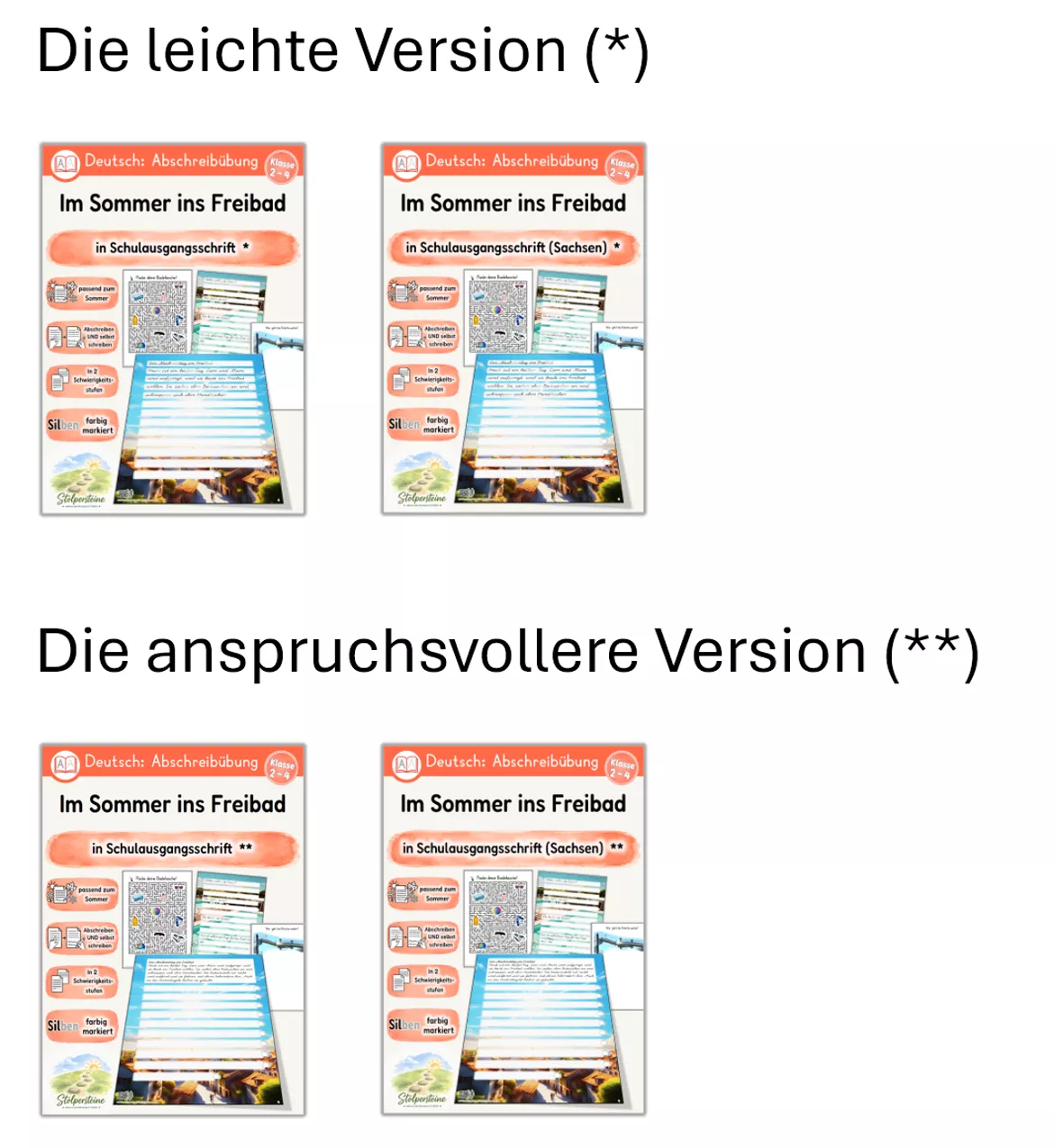 Bild in der Beschreibung des Unterrichtsmaterials Sommer - Abschreibübung "Freibad" in Schulausgangsschrift und in 2 Schwierigkeitsstufen von Stolpersteine #1