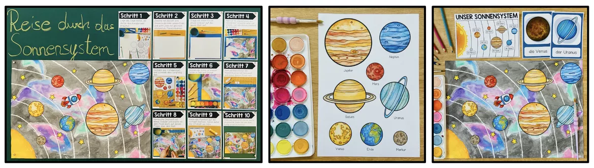 Bild in der Beschreibung des Unterrichtsmaterials Reise durch das Sonnensystem - Kunstprojekt (fertig geplante Kunststunde) von Unterrichtmitspass #1