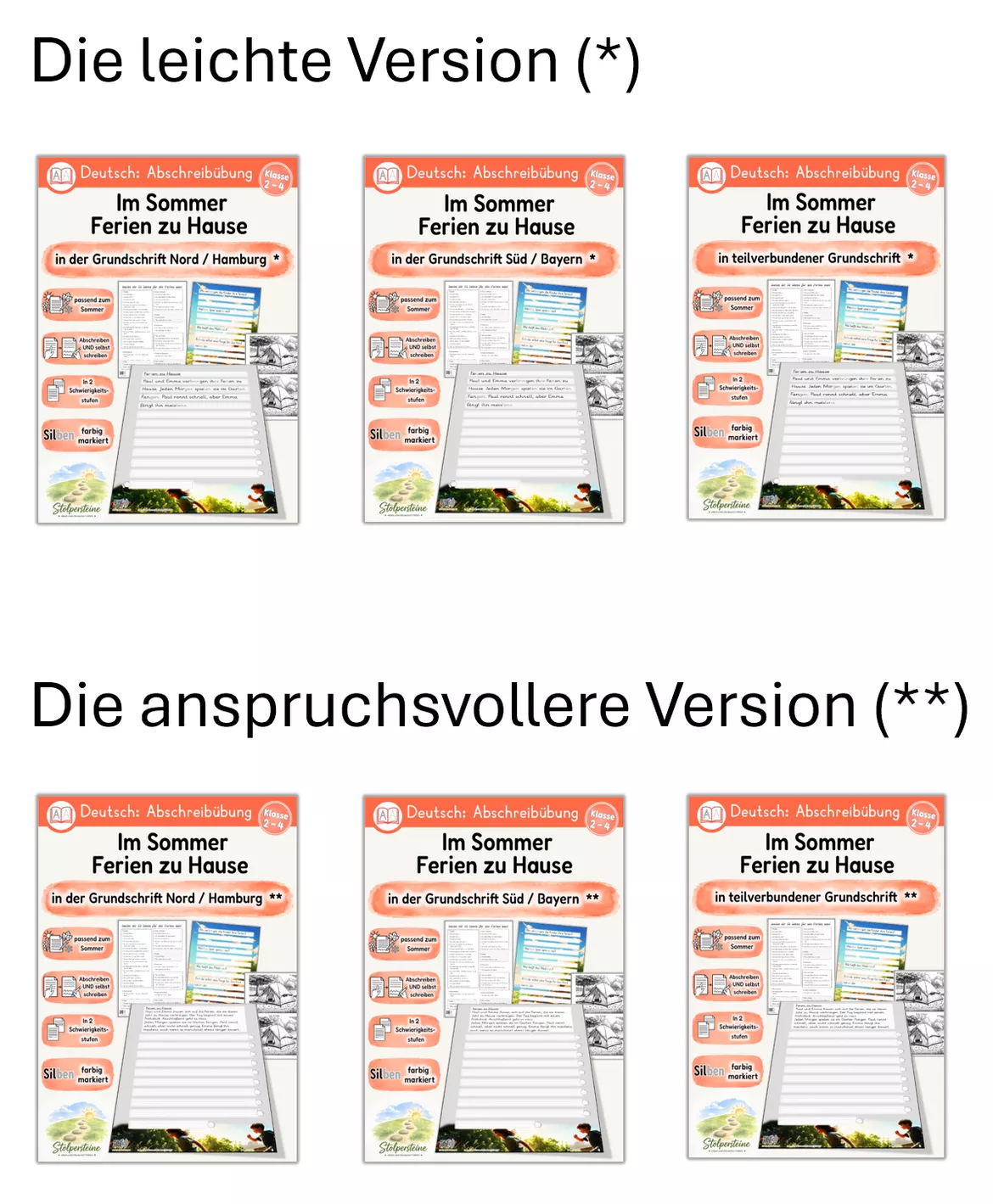 Bild in der Beschreibung des Unterrichtsmaterials Sommer - Abschreibübung "Ferien zu Hause" in Grundschrift und in 2 Schwierigkeitsstufen von Stolpersteine #1