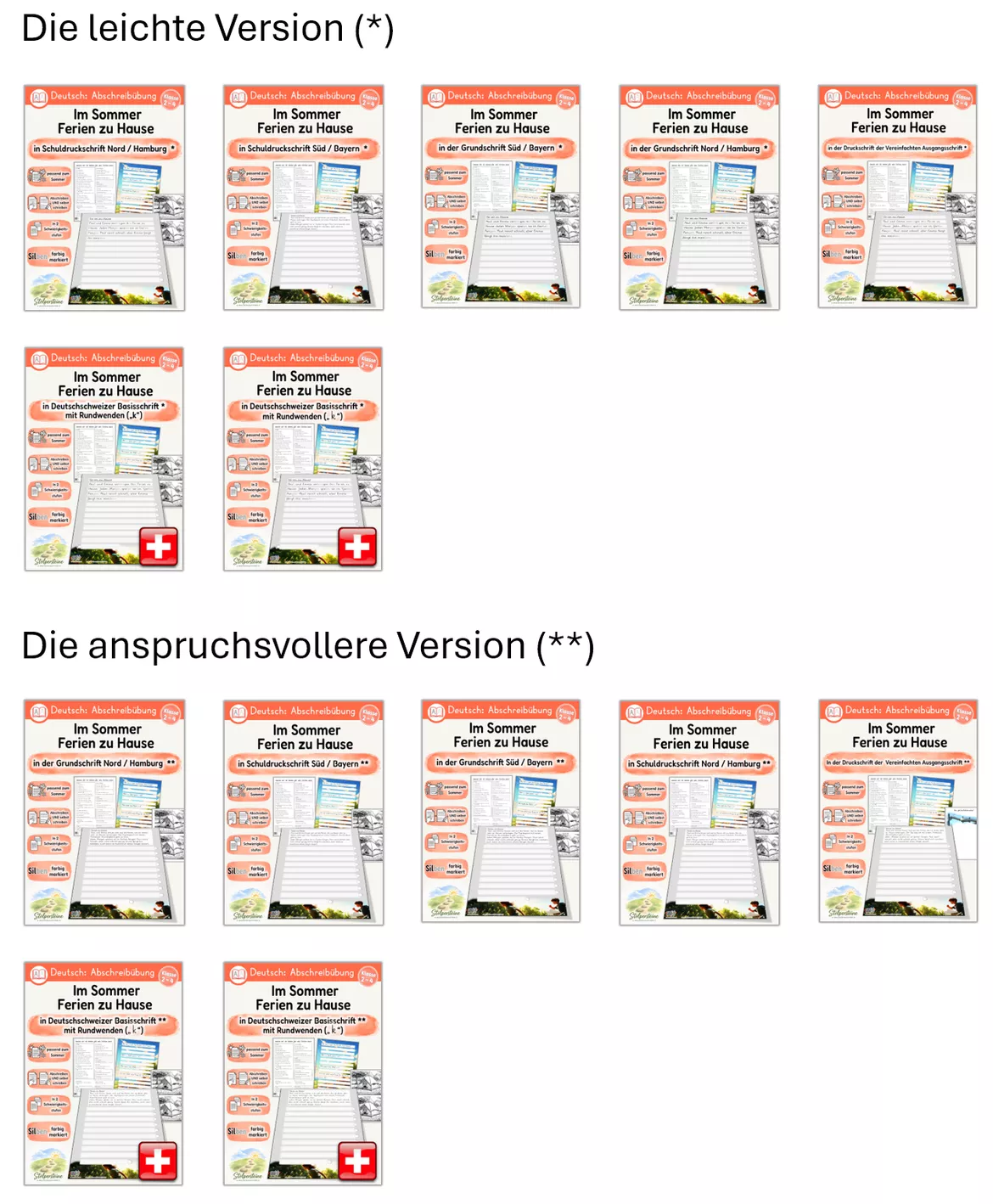 Bild in der Beschreibung des Unterrichtsmaterials Sommer - Abschreibübung "Ferien zu Hause" in 4 Schul - Druckschriften und in 2 Schwierigkeitsstufen (D-A-CH) von Stolpersteine #1