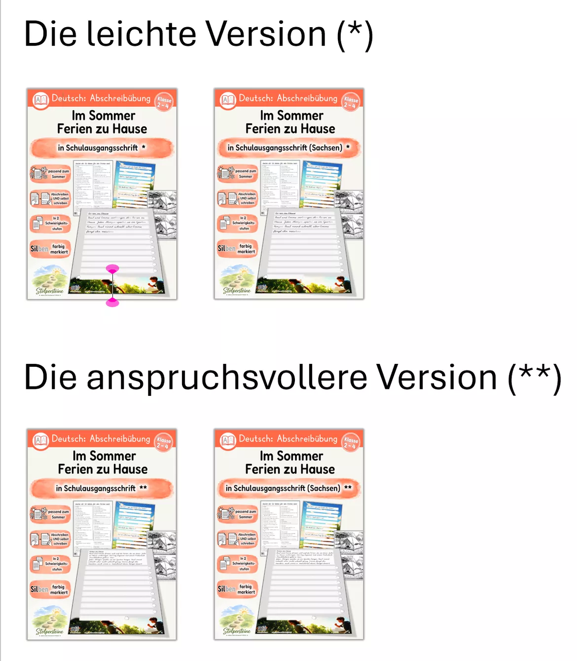 Bild in der Beschreibung des Unterrichtsmaterials Sommer - Abschreibübung "Ferien zu Hause" in Schulausgangsschrift und in 2 Schwierigkeitsstufen von Stolpersteine #1
