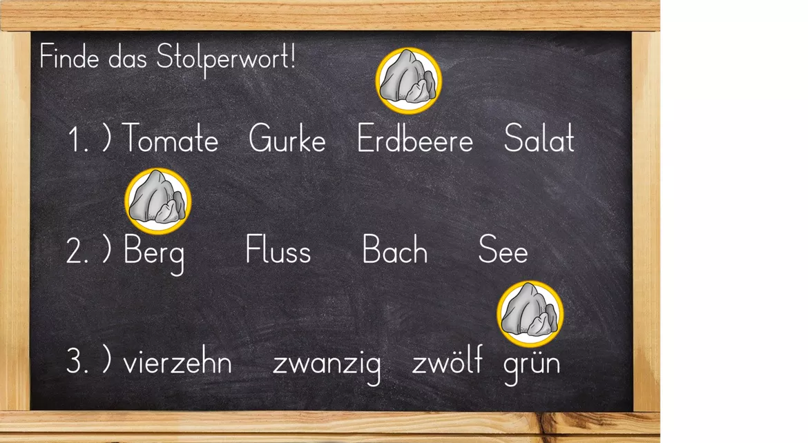 Bild in der Beschreibung des Unterrichtsmaterials Lesetraining - Stolperwörter auf Wortebene - Welches Wort passt nicht? mit Lösungen & Blanko von Odd Bird & Company #2