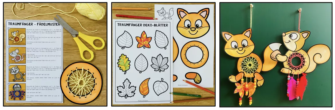 Bild in der Beschreibung des Unterrichtsmaterials TRAUMFÄNGER (Herbsttiere) - Bastelprojekt von Unterrichtmitspass #2