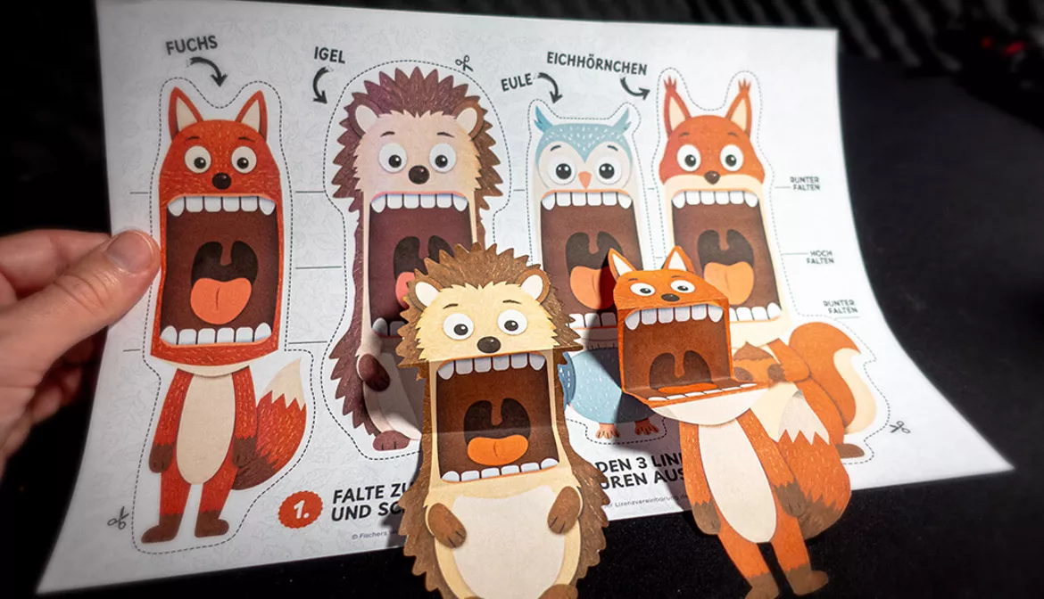 Bild in der Beschreibung des Unterrichtsmaterials Basteln im Herbst | Fingerpuppen aus Papier (Bastelvorlage) von Fischers Wissen #2