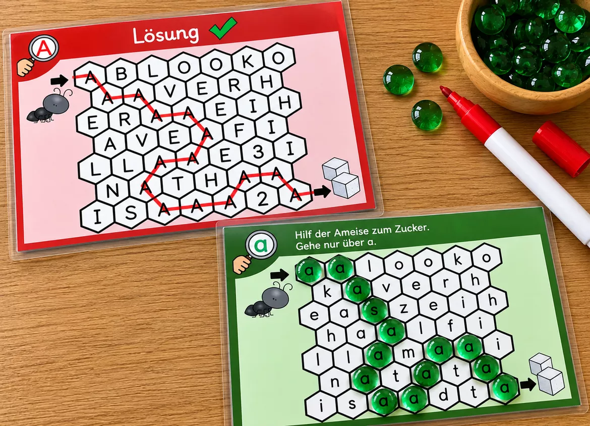 Bild in der Beschreibung des Unterrichtsmaterials Buchstaben-Labyrinthe A–Z – Großbuchstaben, Kleinbuchstaben & gemischt | Deutsch Klasse 1 von DieRelitante #1