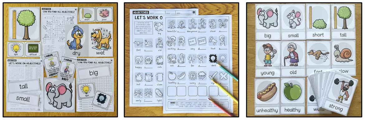 Bild in der Beschreibung des Unterrichtsmaterials ADJECTIVES (Opposites) - Materialpaket von Unterrichtmitspass #1