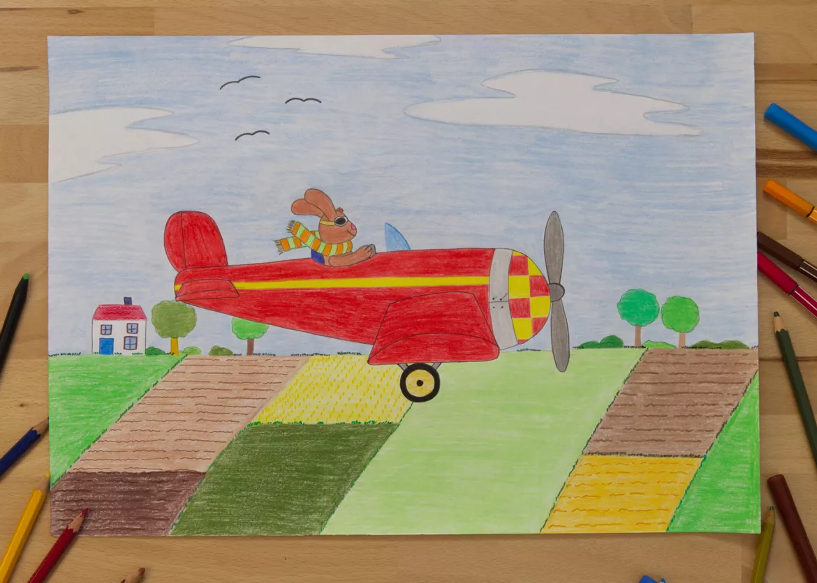 Bild in der Beschreibung des Unterrichtsmaterials Kunst Grundschule, Ein Ausflug mit dem Flieger von Pinselpauker #1