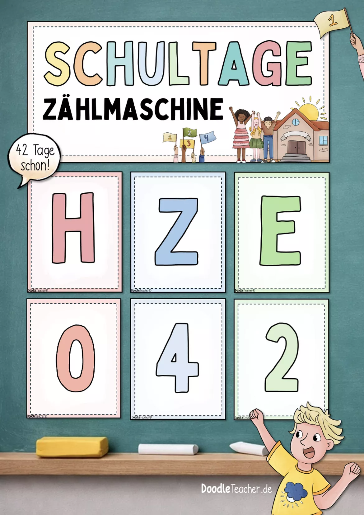 Bild in der Beschreibung des Unterrichtsmaterials Schultage Zählmaschine + 100 Tage Schule / Stellenwertsystem von Doodleteacher #1