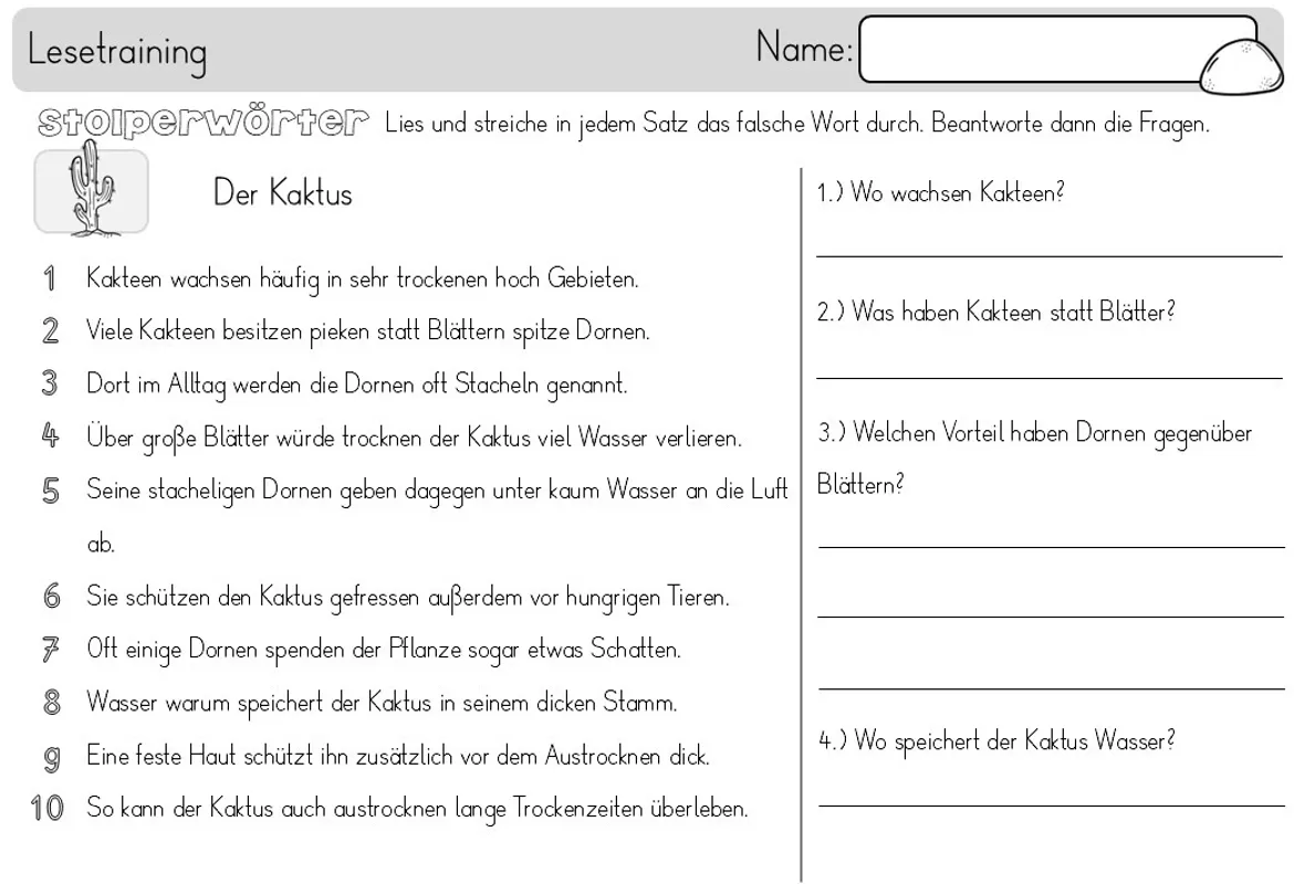 Bild in der Beschreibung des Unterrichtsmaterials Stolperwörter - Lesetraining auf Textebene - Sachtexte mit Lösungen von Odd Bird & Company #1