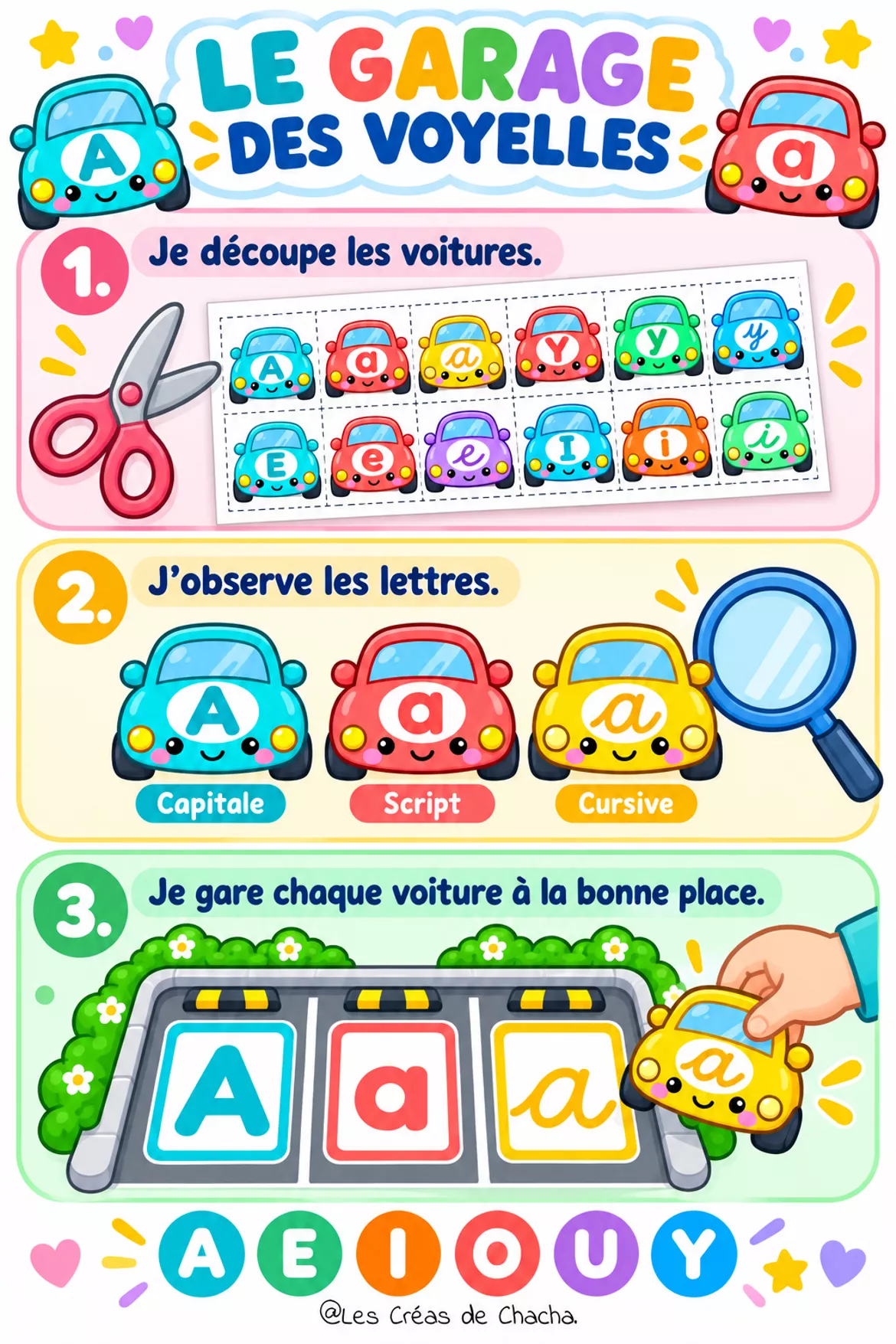 Bild in der Beschreibung des Unterrichtsmaterials 🚗GRATUIT - Le parking des voyelles : PS-MS-GS🚗 von Les Créas de Chacha #1