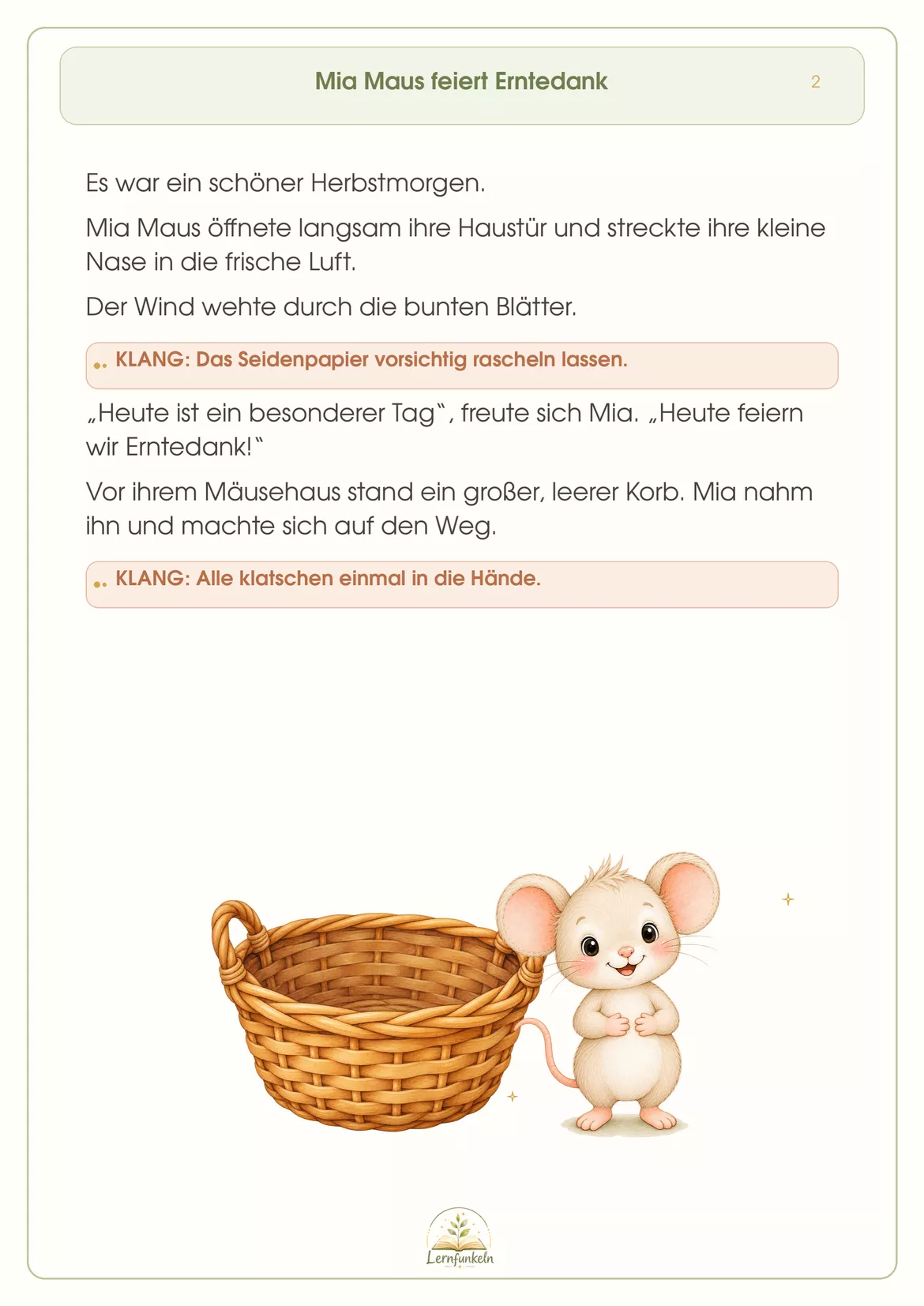 Bild in der Beschreibung des Unterrichtsmaterials Erntedank-Klanggeschichte mit Bild- und Klangkarten von Lernfunkeln Materialien #3