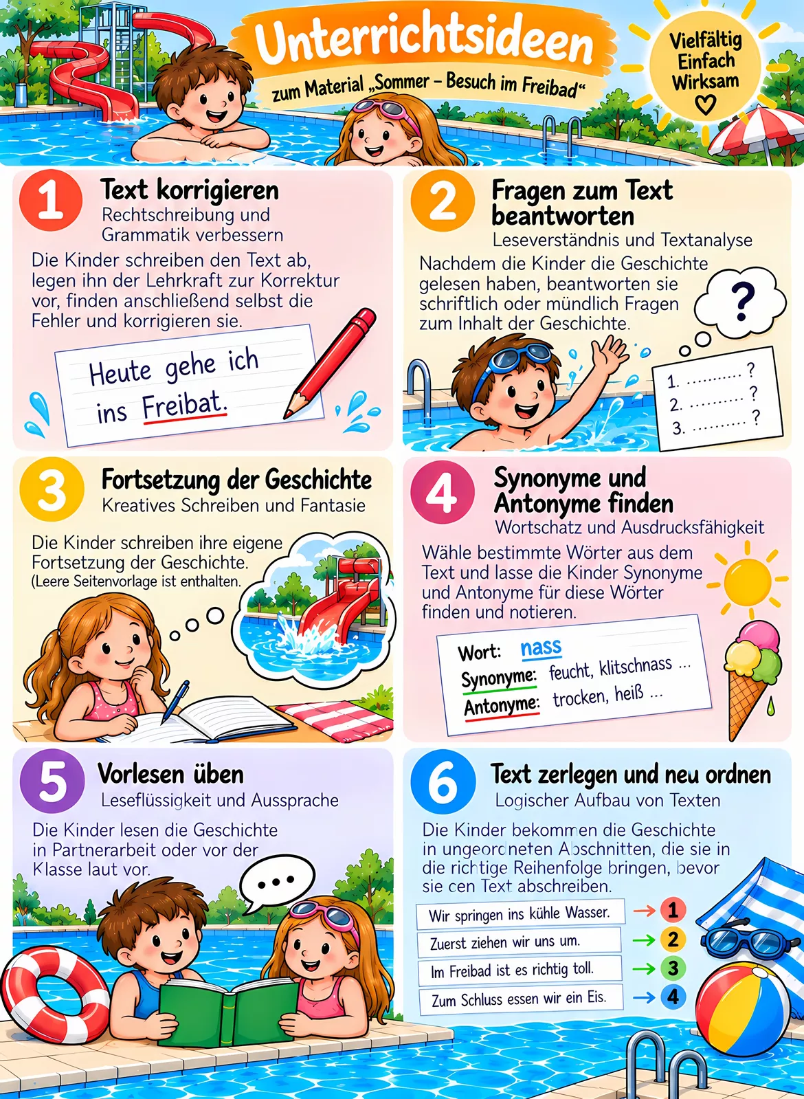 Bild in der Beschreibung des Unterrichtsmaterials Sommer - Abschreibübung "Freibad" in der Vereinfachten Ausgangsschrift und in 2 Schwierigkeitsstufen von Stolpersteine #3