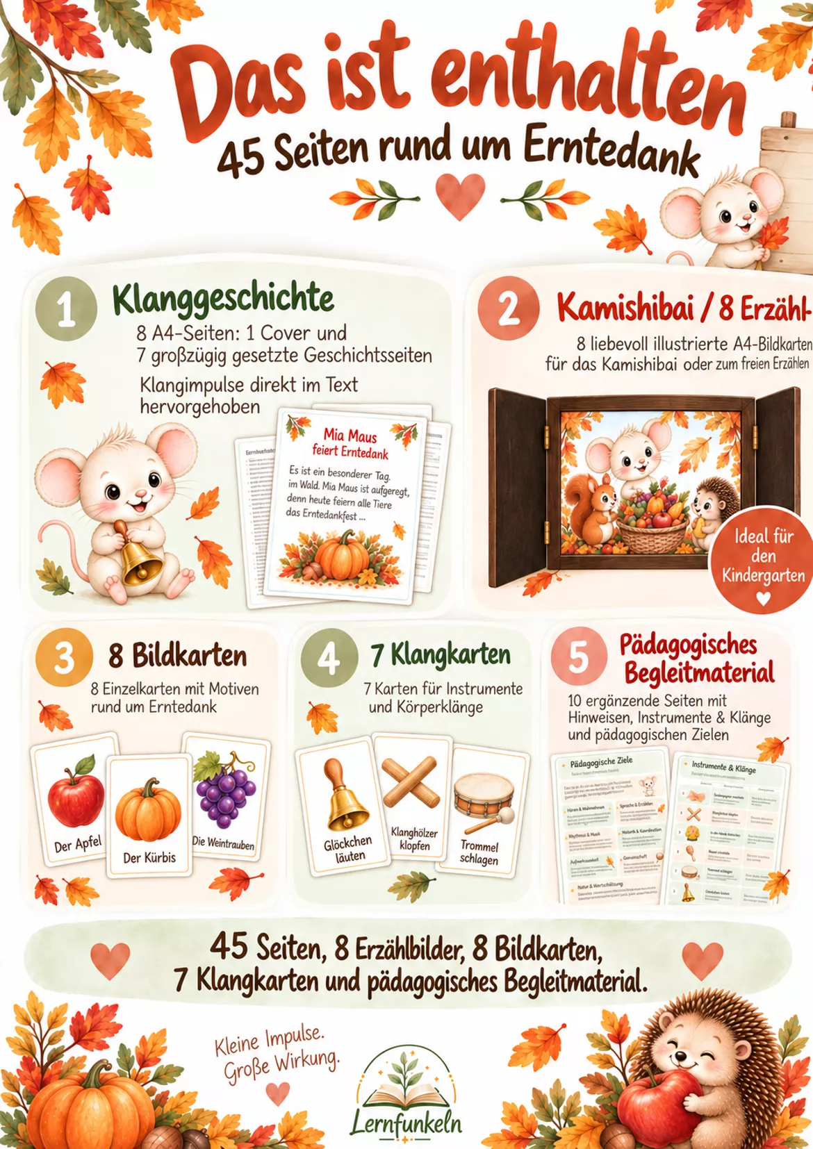 Bild in der Beschreibung des Unterrichtsmaterials 🍂Erntedank mit Mia Maus – Klanggeschichte & Kamishibai im Paket von Lernfunkeln Materialien #2