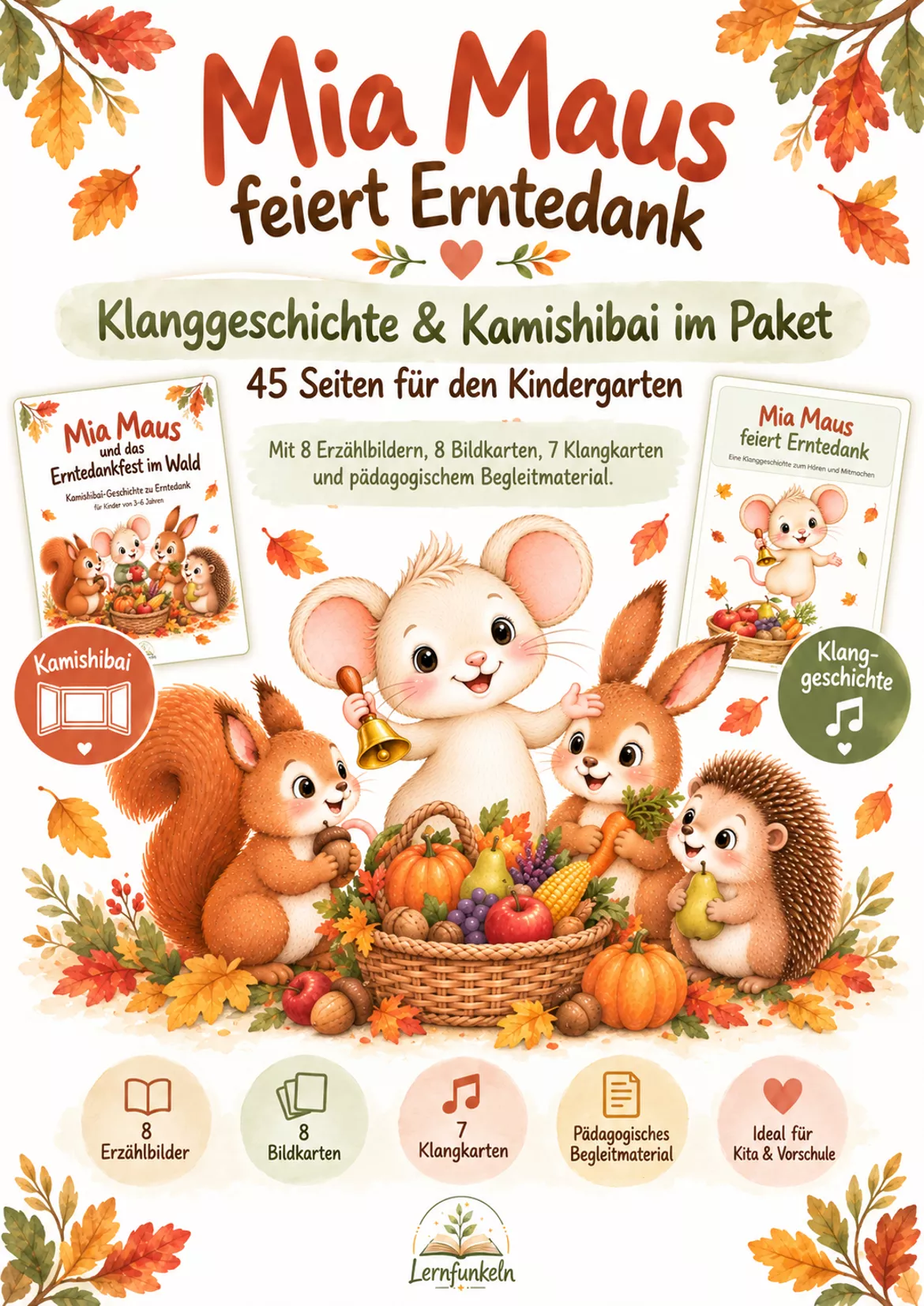 Bild in der Beschreibung des Unterrichtsmaterials 🍂Erntedank mit Mia Maus – Klanggeschichte & Kamishibai im Paket von Lernfunkeln Materialien #1