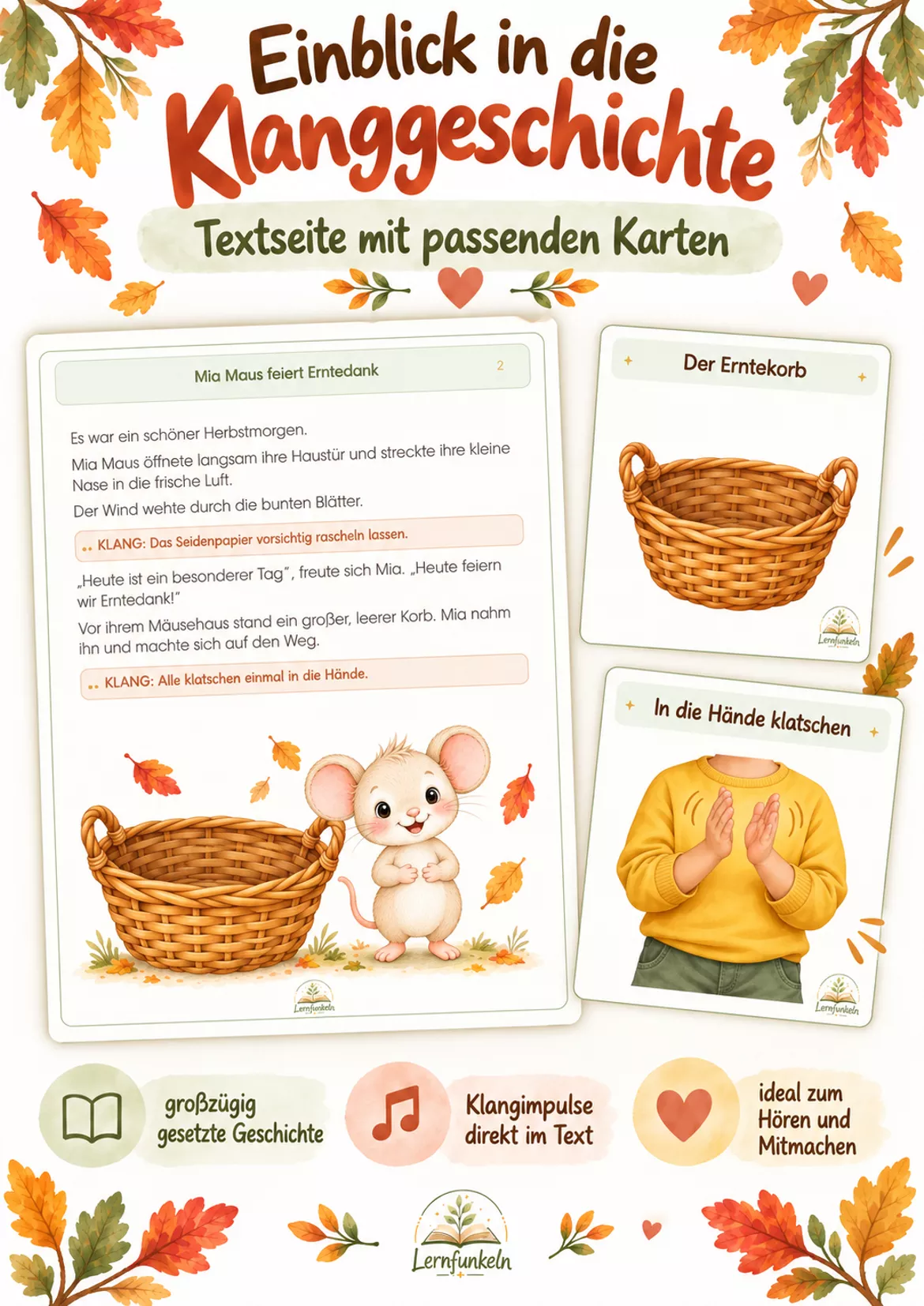 Bild in der Beschreibung des Unterrichtsmaterials 🍂Erntedank mit Mia Maus – Klanggeschichte & Kamishibai im Paket von Lernfunkeln Materialien #3