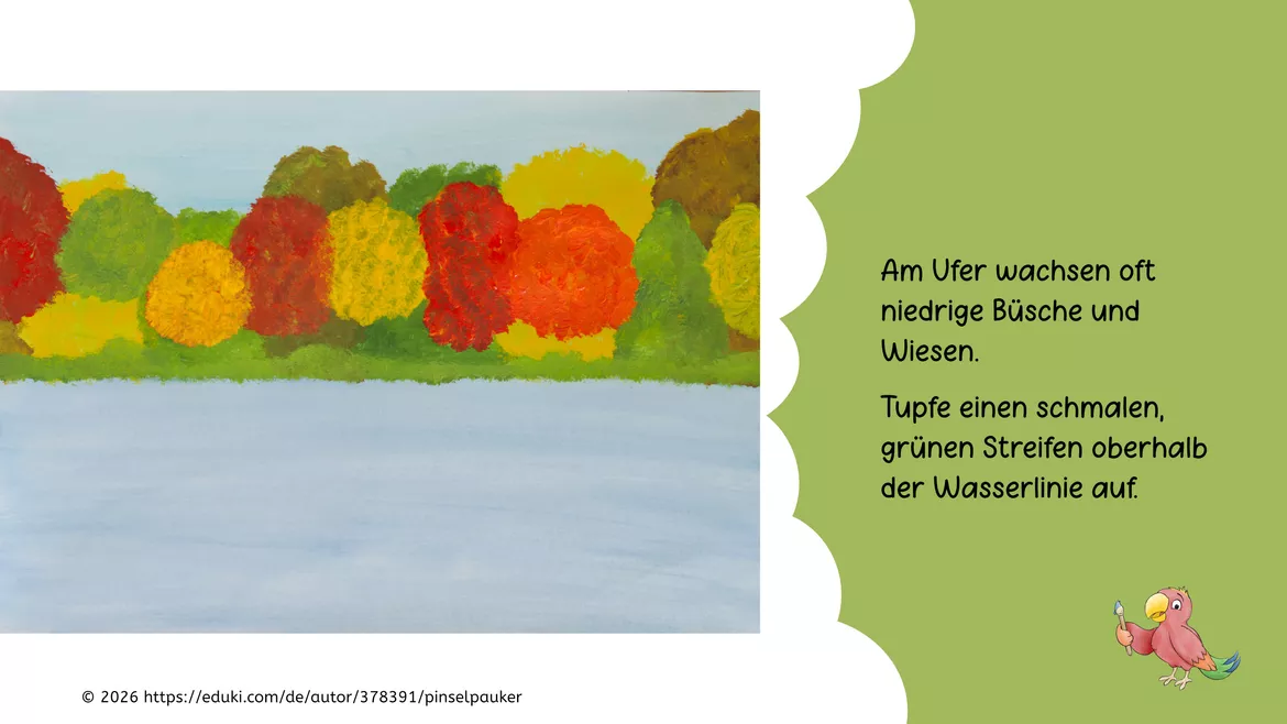Bild in der Beschreibung des Unterrichtsmaterials Kunst Herbst, ein Herbstwald am See, Spiegelbild, Grundschule von Pinselpauker #2