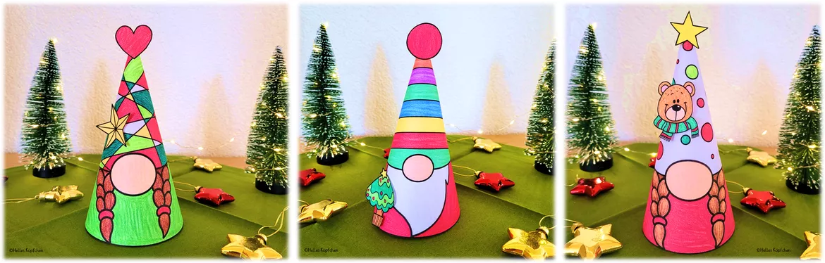 Bild in der Beschreibung des Unterrichtsmaterials Kunst Weihnachten 3D Wichtel basteln von Helles Köpfchen #1