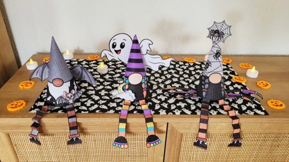 Bild in der Beschreibung des Unterrichtsmaterials Halloween Kunst basteln Grundschule - GRUSELWICHTEL von Helles Köpfchen #1