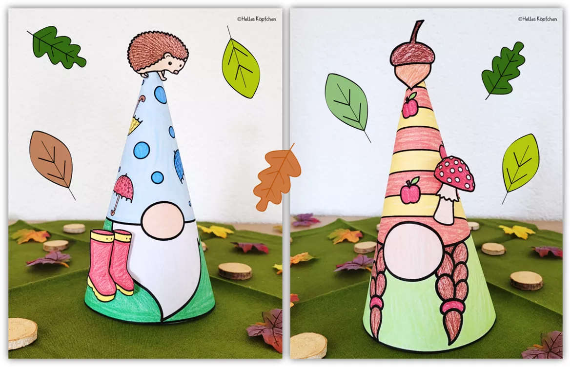 Bild in der Beschreibung des Unterrichtsmaterials Herbst Kunst basteln Kindergarten Grundschule HERBSTWICHTEL von Helles Köpfchen #1