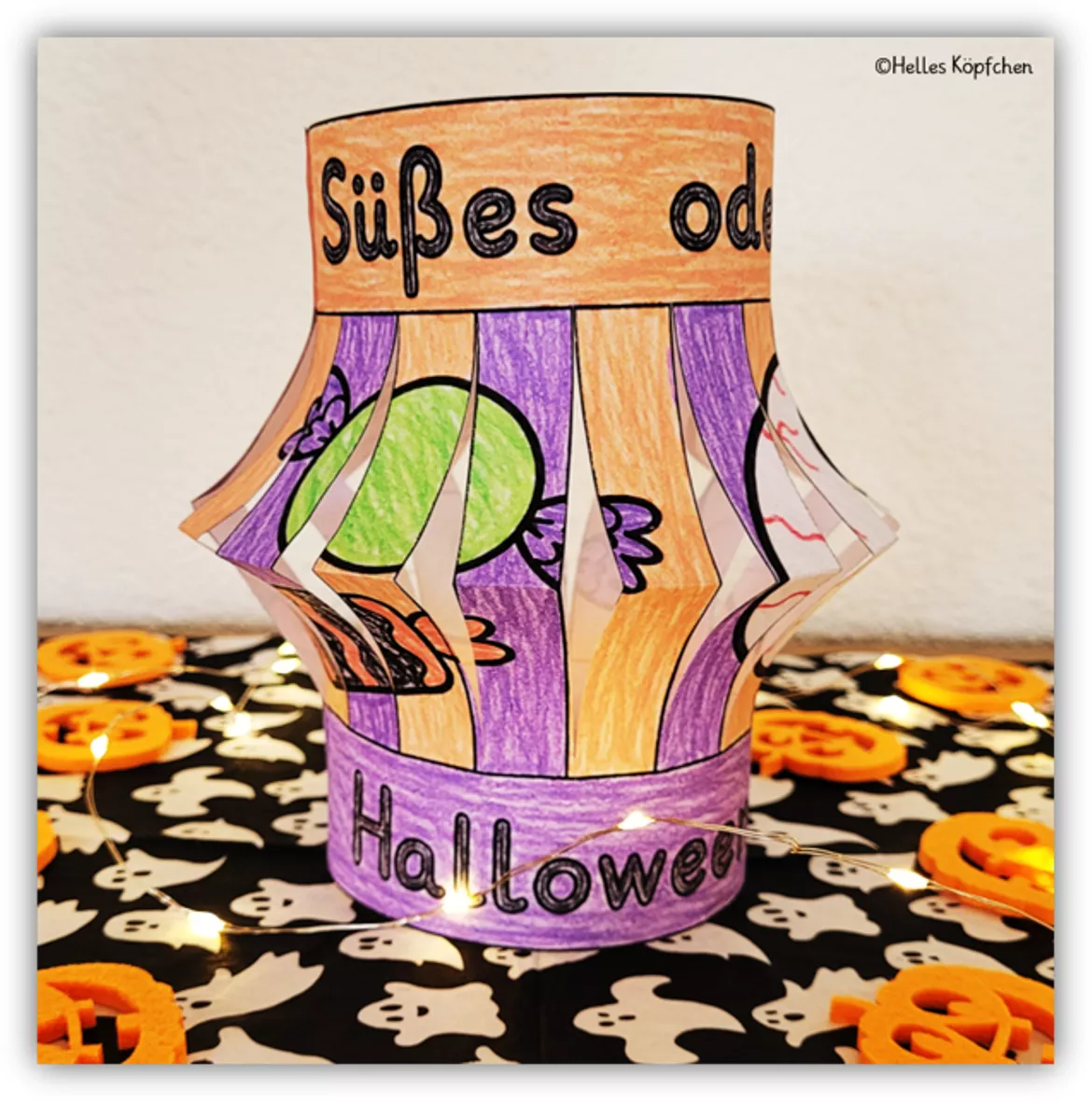 Bild in der Beschreibung des Unterrichtsmaterials Halloween Kunst basteln Grundschule WINDLICHT von Helles Köpfchen #2