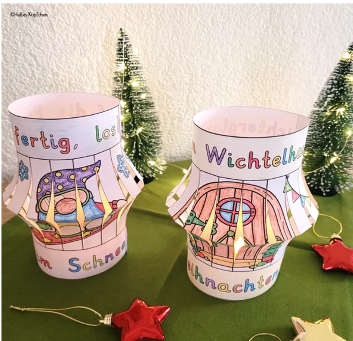 Bild in der Beschreibung des Unterrichtsmaterials Wichtel Laterne basteln - Kunst Weihnachten Grundschule von Helles Köpfchen #1