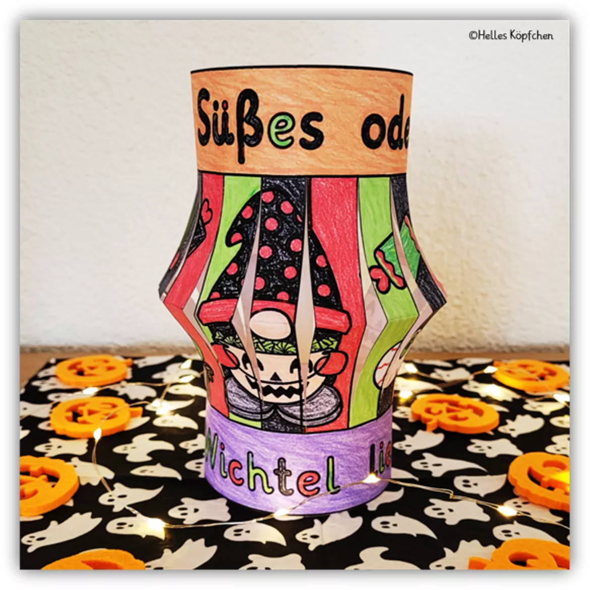Bild in der Beschreibung des Unterrichtsmaterials Halloween Kunst Grundschule basteln GRUSELWICHTEL LATERNE von Helles Köpfchen #1
