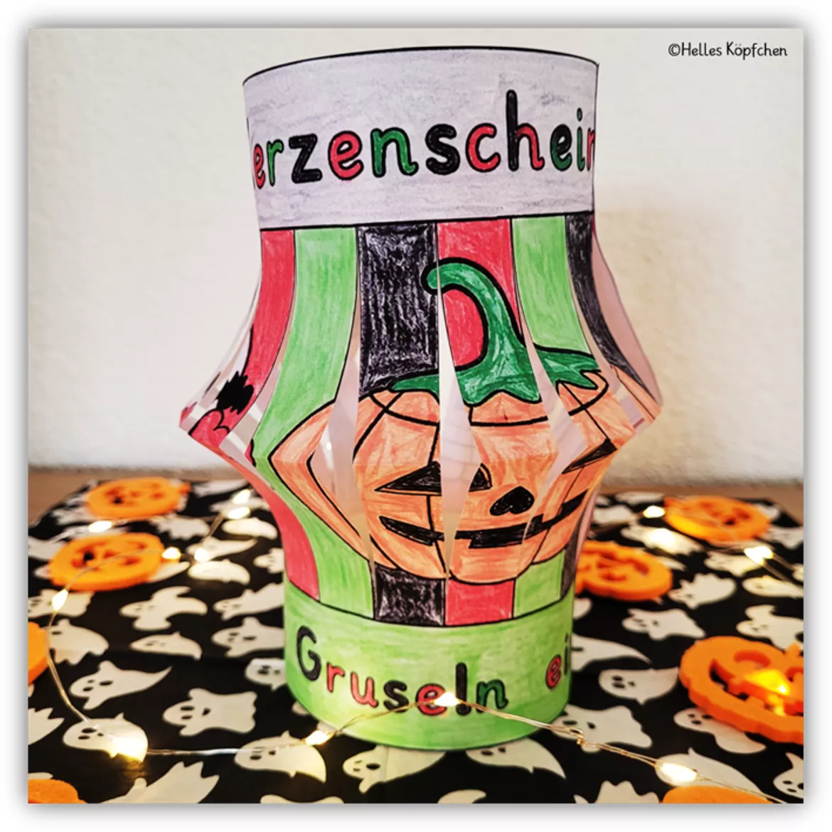Bild in der Beschreibung des Unterrichtsmaterials Halloween Kunst basteln Grundschule WINDLICHT von Helles Köpfchen #1