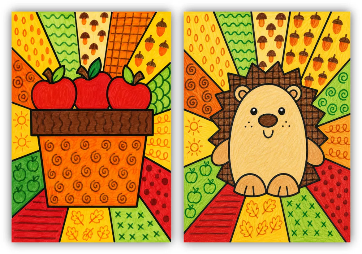 Bild in der Beschreibung des Unterrichtsmaterials Kunst Herbst Würfeln und Malen Pop Art von Helles Köpfchen #1