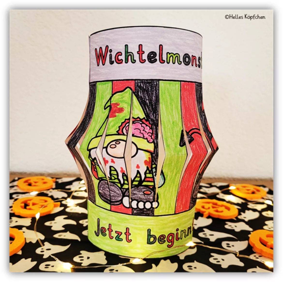 Bild in der Beschreibung des Unterrichtsmaterials Halloween Kunst Grundschule basteln GRUSELWICHTEL LATERNE von Helles Köpfchen #2