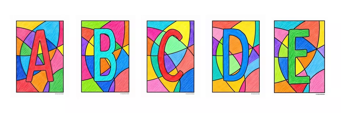 Bild in der Beschreibung des Unterrichtsmaterials Ausmalbilder | Pop Art - Das Alphabet (Vorschule, Klasse 1) von SoSchönErklärt #1