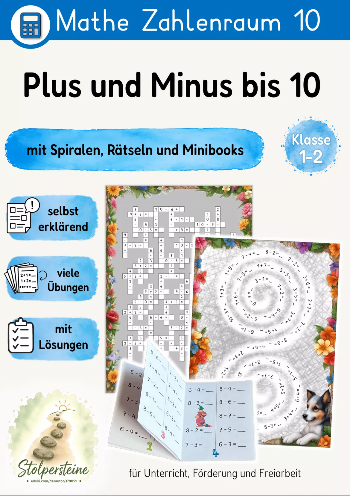 Bild in der Beschreibung des Unterrichtsmaterials Minibooks ± bis 10 von Stolpersteine #2